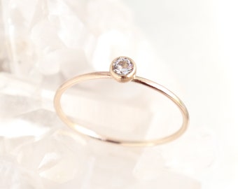 Natural Diamond SOLID 14k Yellow Gold Gemstone Ring. mother's ring. mothers day gift. birthstone ring. stackable gemstone ring. SI1 or VS