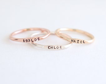 Personalized name ring. personalized ring. letter ring. stacking rings. SILVER, GOLD or ROSE gold filled. rose gold ring. 1.63mm band.