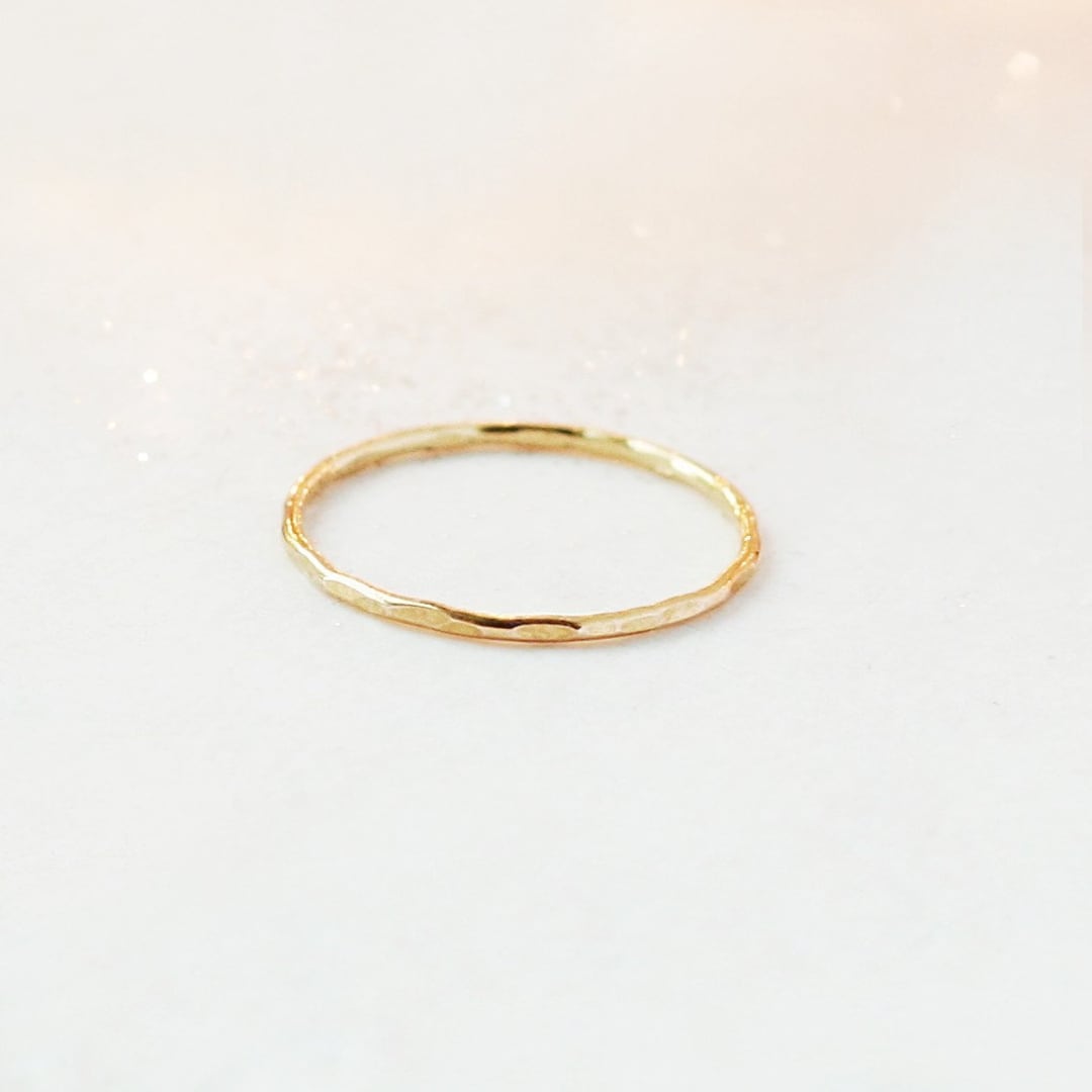 Wide Gold Stackable Rings GOLD Stacking Ring. PEBBLED 14k Gold Filled Band. ONE Stackable Gold ...