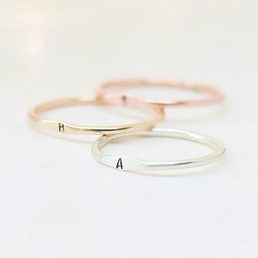 Personalized Initial Ring. Personalized Ring. Letter Ring. SILVER, GOLD ...