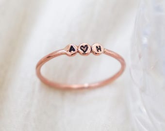 Personalized Initial Ring. The Letter Cloud Custom Stackable Name Band. Solid Sterling SILVER; 14k GOLD or ROSE Filled 1.3mm width