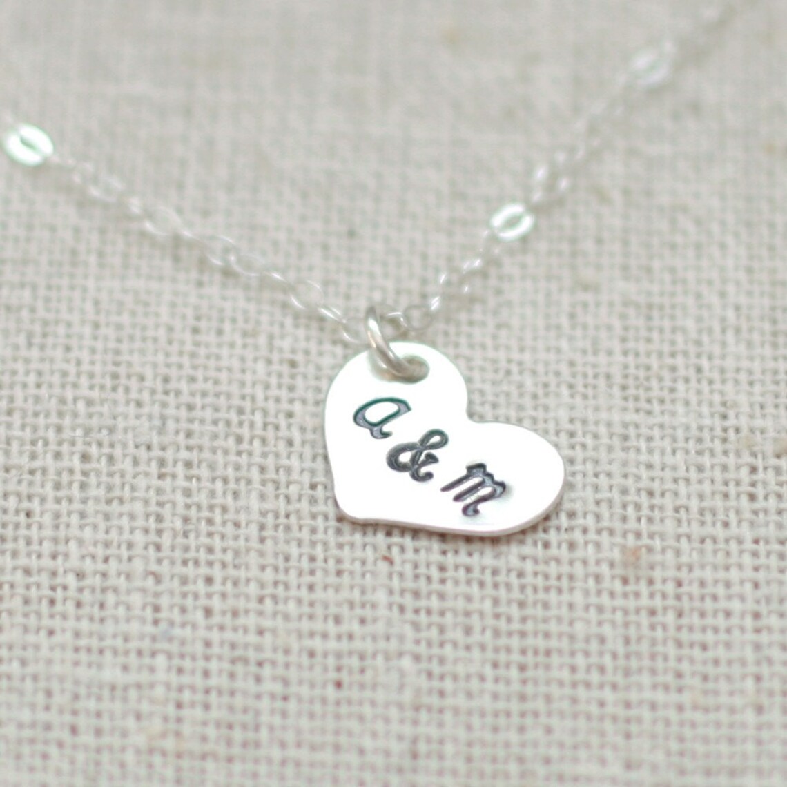 Heart Initial Necklace. Sterling Silver. Two Initials for Etsy