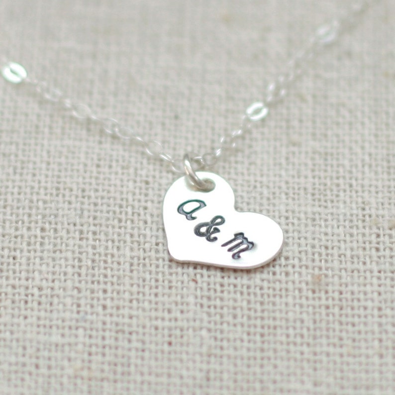 Heart Initial Necklace. Sterling Silver. Two Initials for - Etsy