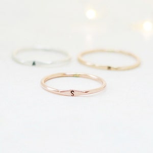 personalized initial ring. stack ring. letter ring. SILVER, GOLD or ROSE gold filled. sterling silver. minimalist ring. 1.3mm band. image 6