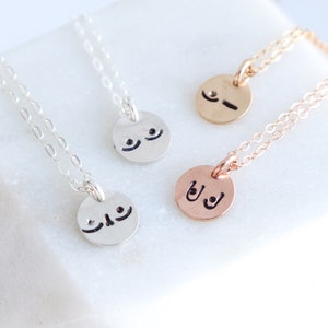 personalized boob necklace. breast cancer awareness benefit. gold initial necklace. disk necklace. gift for her. fight breast cancer.