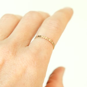 beaded stack ring. ONE gold ball stackable ring. textured minimal band. wedding band. fashion accessory jewelry for women, girls, unisex.
