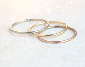 wedding band / stacking ring / SOLID 14k gold / 1mm stackable minimalist ring. ONE yellow gold, rose, palladium white gold or platinum ring.