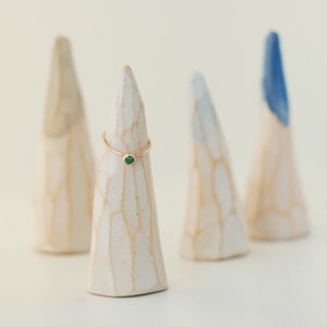 ring holder. ceramic ring cone. geometric mountain peak. ring dish. ring display. engagement idea. wedding ring holder. jewelry organization glacier white