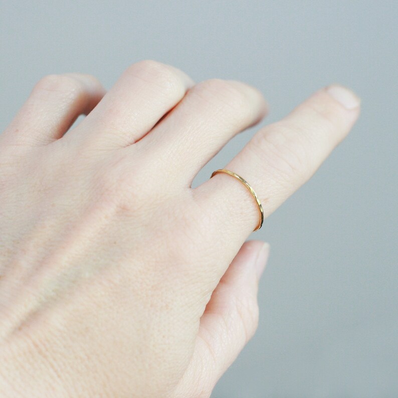 GOLD stacking ring. PEBBLED 14k gold filled band. ONE stackable gold ring band. wedding ring. minimalist stacking ring. gift for her. image 6