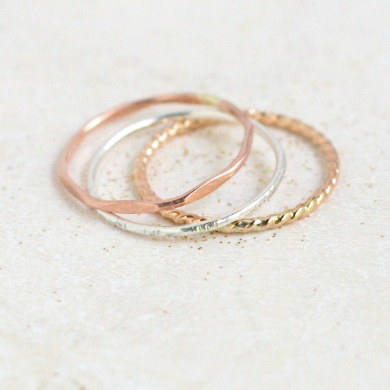 Gold Stacking Rings for Woman Dainty Plain Gold Ring Set Minimalist  Stackable Midi Ring Gift for Her Girlfriend Sister Wife Gold Chain Ring -   Canada