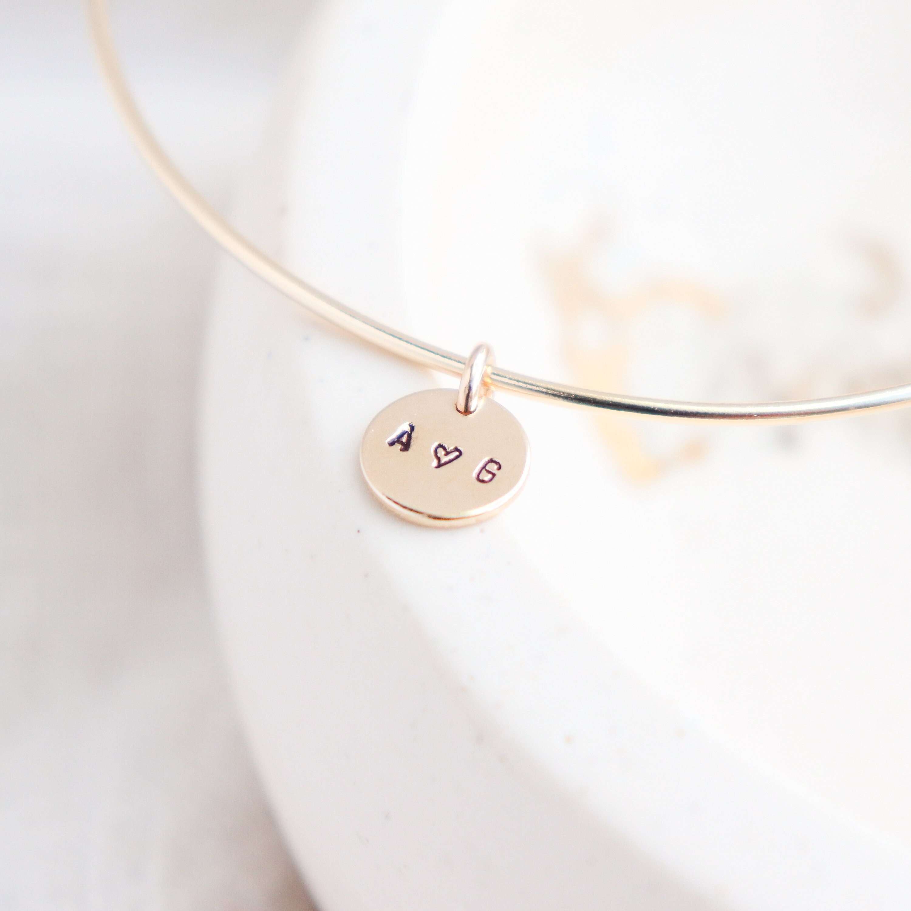 Custom Initials Bangle BRACELET for Best Friends, Mom, Sister, Couples Anniversary Gift in Sterling Silver 925 / Yellow or Rose Gold Fill.