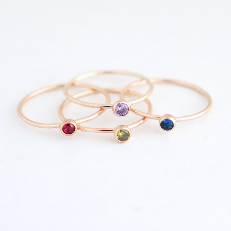 gold opal ring. birthstone ring. mothers ring. ONE dainty stackable ring. 14k gold filled. engagement ring. stacking ring. mothers day gift. image 9