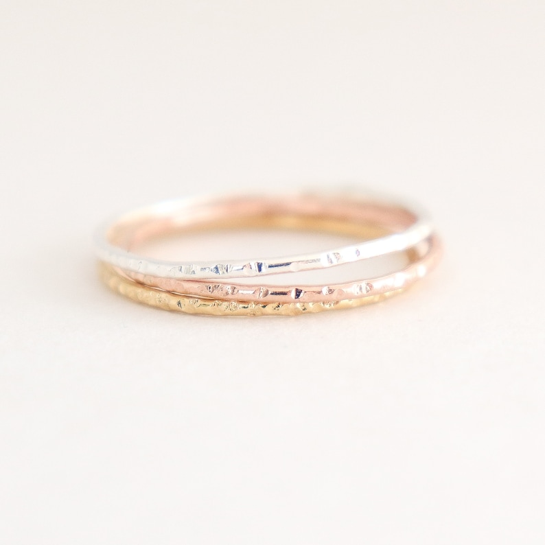 stack ring. GOLD or SILVER stacking band. ONE. gold filled thin stack ring. stardust skinny stacking ring. 14k gold filled stackable ring. image 4