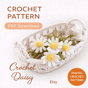 Crochet Daisy Pattern: Amigurumi Chamomile Flower Bouquet (PDF Pattern)