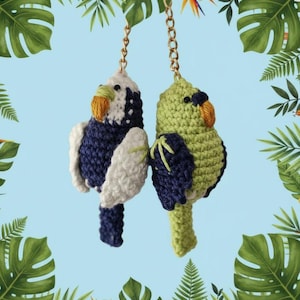 Crochet pattern of a budgie PDF Amigurumi parrot / bird / keychain / PDF Tutorial in English