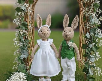 Spring Wedding Bunny Crochet Pattern Set – Amigurumi Bride & Groom, Easter Toy, PDF