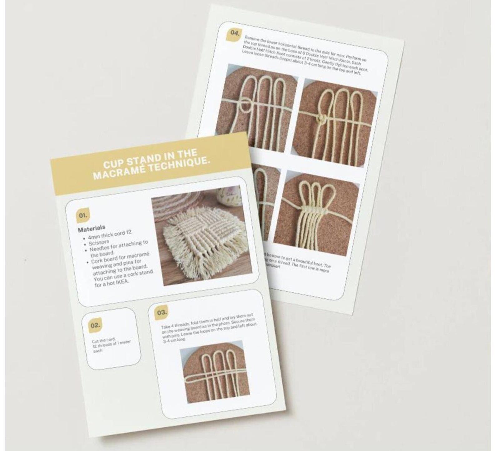Macrame Coaster Tutorial DIY Macrame Coaster Tutorial: Beginner-friendly Digital Guide (english ...
