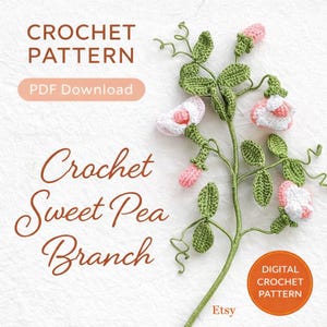 Häkelanleitung, Erbsenblume, Amigurumi Blumenstrauß (PDF)