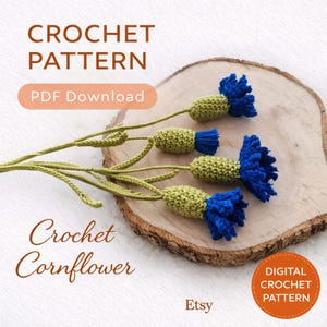 Crochet Cornflower Pattern: Amigurumi Flower Bouquet (PDF Download)