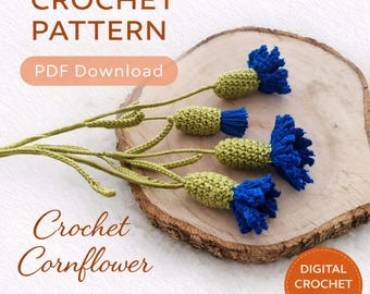 Crochet Cornflower Pattern: Amigurumi Flower Bouquet (PDF Download)
