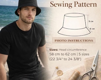 Classic Bucket Hat Sewing Pattern - PDF, Unisex, Photographic Instructions