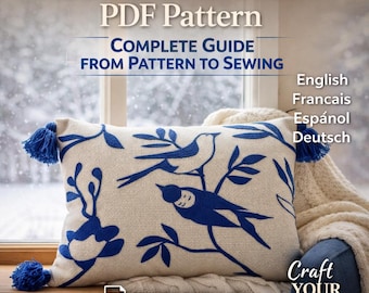 Punch Needle Pillow PDF Pattern 40x60 cm | Step-by-Step Guide with Photos | 4 Languages | Printable & Plotter Files