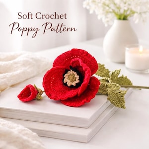 Patrón de flor de amapola a crochet: Ramo amigurumi (Patrón PDF)