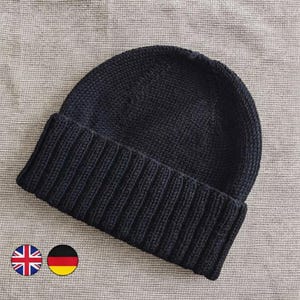 Modello per berretto lavorato a maglia da uomo • Tesa ripiegata, corona a 4 pannelli (download digitale)