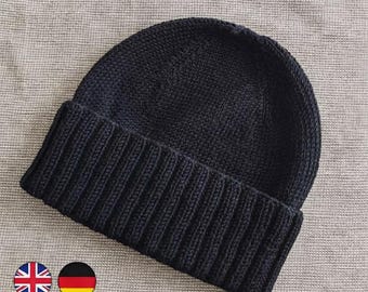 Men's Knit Beanie Pattern • Folded Brim, 4-Panel Crown (Digital Download)
