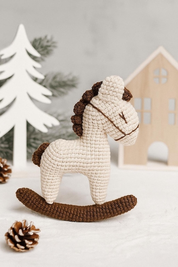 Crochet Rocking Horse Pattern: Amigurumi Toy, Ornament (PDF)