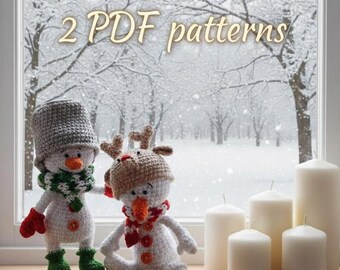 Crochet Snowman PDF Patterns – Amigurumi Christmas Toys with Hats (DIY)