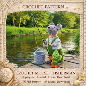 Crochet Mouse Pattern, Fishermouse Amigurumi, Removable Clothes (PDF Pattern)