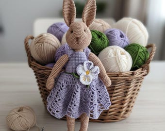 Crochet Bunny Pattern in Lace Dress | Amigurumi Bunny PDF with Flower, Shoes & Bloomers