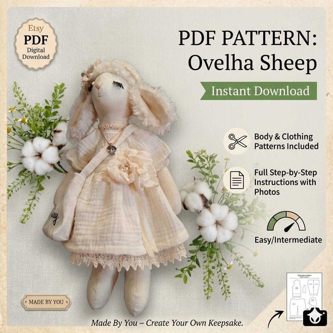 Rag Doll Pattern Pdf Sheep Sewing Handmade Textil - Etsy