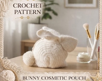 Bunny Crochet Makeup Bag Pattern | Amigurumi Zipper Pouch (PDF Pattern)