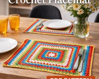 Crochet Granny Square Placemat Pattern PDF