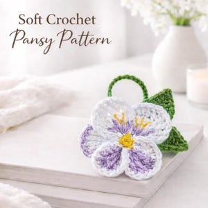 Crochet Violet Pansy Flower Applique Pattern (PDF Pattern)