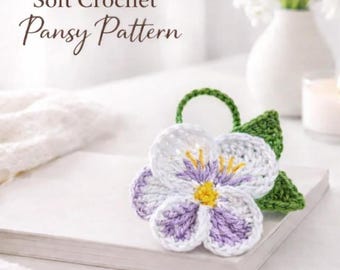 Crochet Violet Pansy Flower Applique Pattern (PDF Pattern)