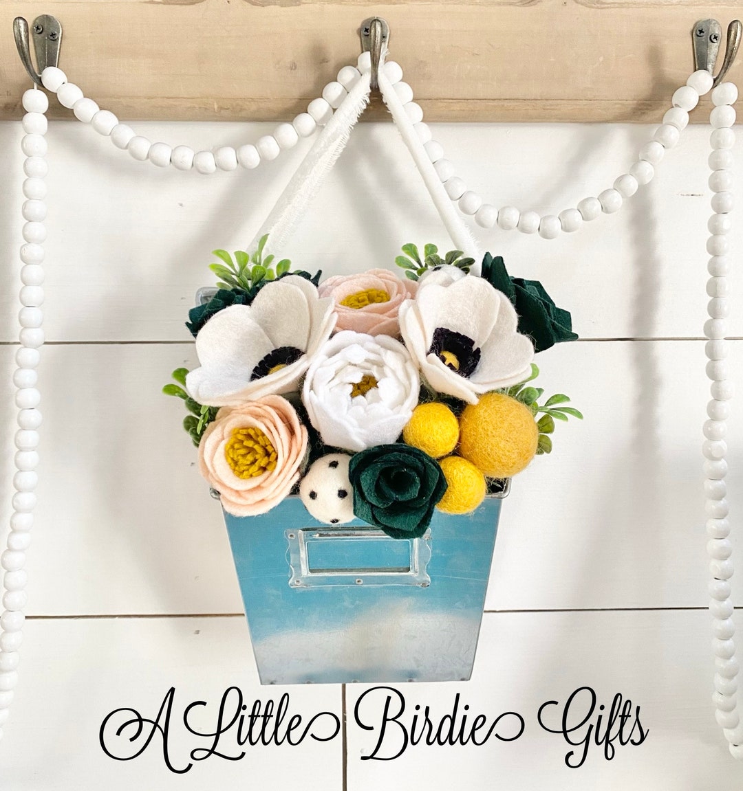 Felt Flower Planter / Gallery Wall / Flower Planter / Felt Flowers