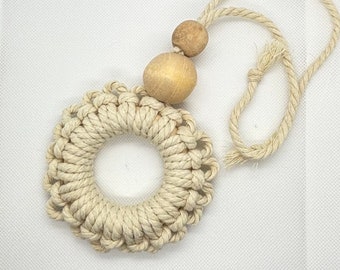 Off-White Flower Macramé car diffuser-car freshener-essential oils-boho style decor (Oil NOT included)