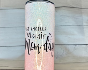 Manic Mom-day Pink Pearl Glitter Resin Tumbler