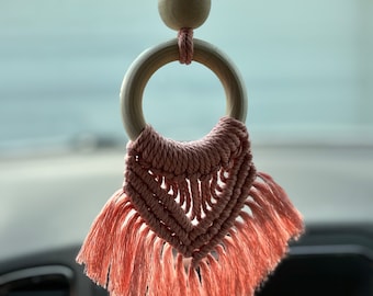 Coral Macramé car diffuser-car freshener-essential oils-boho style decor (Oil NOT included)