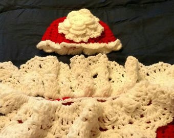 Lacy heirloom snuggle sack and matching hat