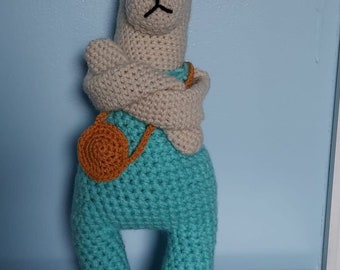 Crocheted Stuffed Llama, Llama with an Attitude, Cool Llama , ShuShuFriend Pattern, Made to Order, Llama toy, Llama stuffie,