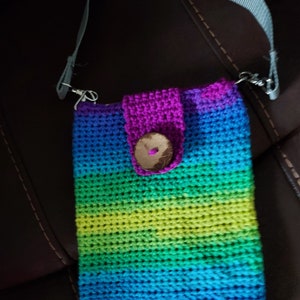 Crocheted crossbody bag, fully lined, with button clasp and adjustable strap image 5