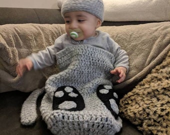 Crochet Cat Newborn cocoon and matching hat