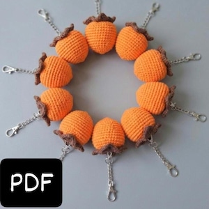 Persimmon Crochet Pattern PDF, Amigurumi Fruit Keychain Tutorial, Crochet Bag Charm Pattern, Easy Crochet Pattern, Digital Download