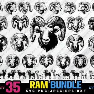 ram bundle svg png jpg eps dxf bundle silhouette clipart cricut vector commercial use custom ram animal bundle ram animal silhouette ram svg