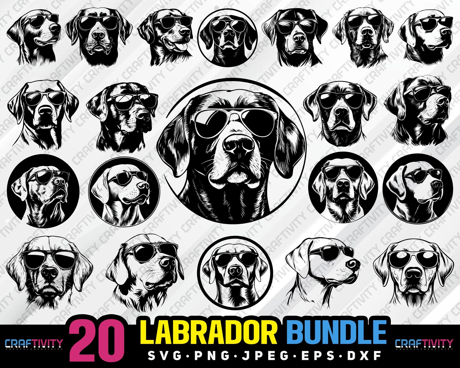 Labrador Bundle Svg Png Jpeg Eps Dxf Engrave Silhouette Clipart Cricut ...