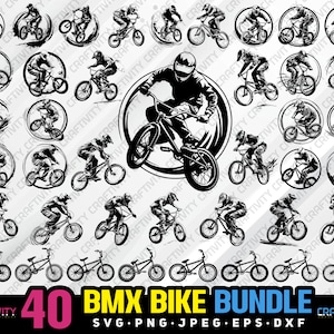 Lot de vélos bmx svg png jpeg eps dxf bundle silhouette clipart cricut vecteur usage commercial personnalisé vélo bmx biker bmx lot de vélos bmx